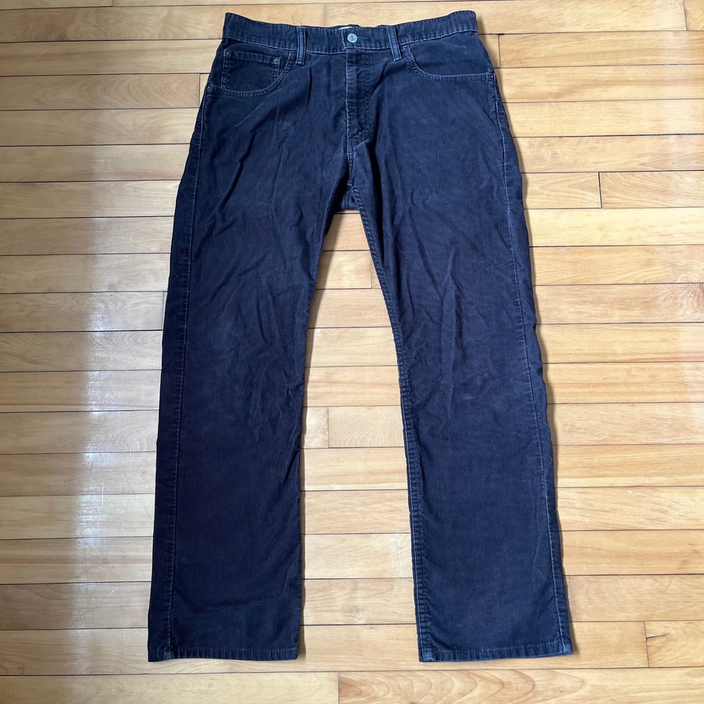 Levis 505 Straight Fit Corduroy Pants Mens 34x30 Navy Blue Cotton Blend Trousers